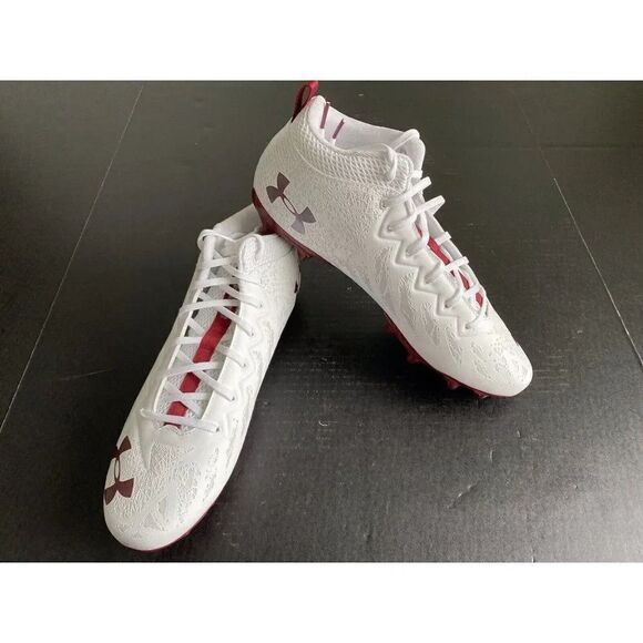 Under Armour Spotlight Football Cleats 4D Foam White/Red 3023963-102 Men’s 13 - Picture 1 of 9